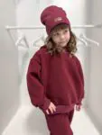 Bluza dziecięca OCIEPLANA z kapturem BORDO