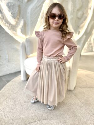 Zestaw koszulka BLUSH ze spódnicą BROKAT BEŻ