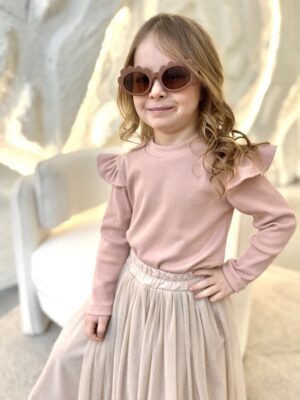 Koszulka dziewczęca z falbankami prążek BLUSH