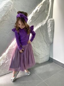 Zestaw koszulka ze spódnicą BROKAT FIOLET