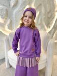 Bluza dziewczęca z TIULEM brokat FIOLET