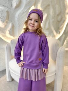 Bluza dziewczęca z TIULEM brokat FIOLET