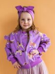 Bluza dziecięca rozpinana KONIKI fiolet falbanki