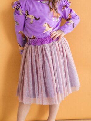 Tiulowa spódniczka dla dziewczynki BROKAT FUKSJA midi