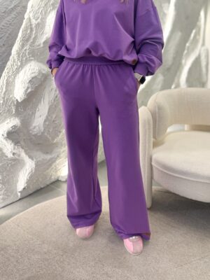 Spodnie szerokie DAMSKIE FIOLET