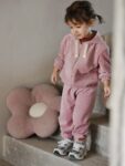 Dres welurowy dla dziewczynki RÓŻ z bluza rozpinana