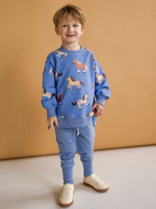 Dres chłopięcy bluza KONIKI spodnie SLIM BABY BLUE