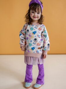 Zestaw bluza tiul KOSMOS i dzwony FIOLET