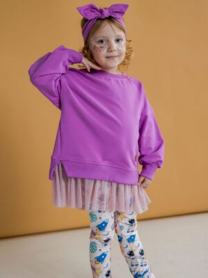 Bluza dziewczęca z TIULEM brokat FUKSJA