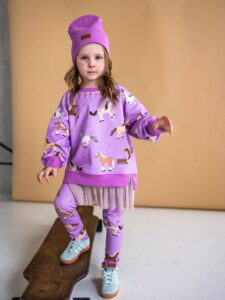 Zestaw bluza tiul i legginsy KONIKI fiolet