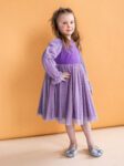 Sukienka dla dziewczynki JAGNA - FIOLET brokat