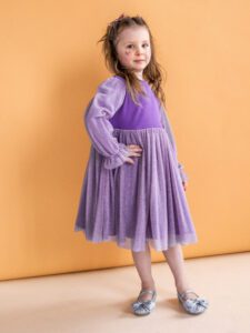 Sukienka dla dziewczynki JAGNA - FIOLET brokat