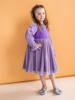 Sukienka dla dziewczynki JAGNA - FIOLET brokat
