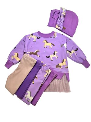 Zestaw bluza KONIKI fiolet z legginsami
