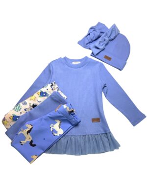 Zestaw koszulka z tiulem BABY BLUE z legginsami