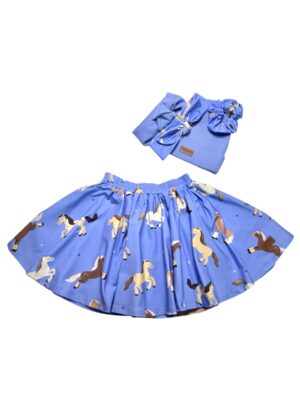 Spódniczka dla dziewczynki KONIKI niebieskie