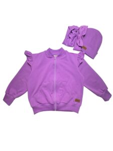 Bluza dziecięca rozpinana FUKSJA falbanki