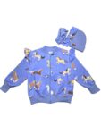 Bluza dziecięca rozpinana KONIKI niebieskie falbanki