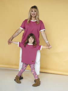 Zestaw matchy koszulka MAMA- DZIECKO RETRO MALINA