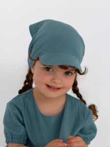 Chusta muślinowa z daszkiem ZIELEŃ BROKAT