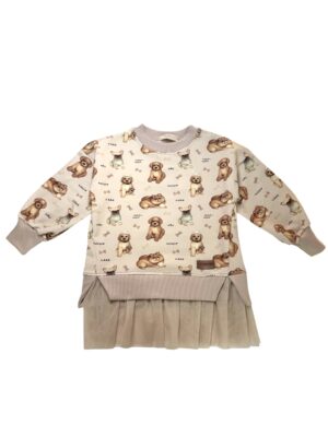 Bluza z TIULEM dziewczęca PIESKI beż