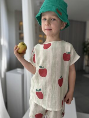 Koszulka muślinowa JABŁKA ZIELEŃ