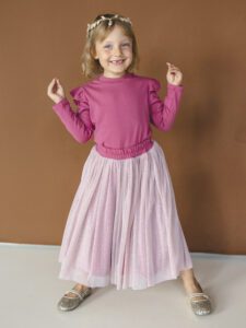 Zestaw koszulka ze spódnicą BROKAT MALINA