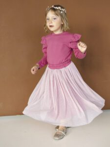 Tiulowa spódniczka dla dziewczynki BROKAT MALINA