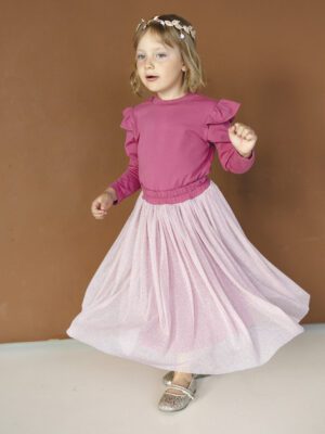 Tiulowa spódniczka dla dziewczynki BROKAT MALINA
