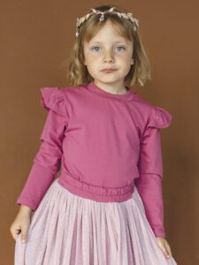 Koszulka dziewczęca z falbankami MALINA