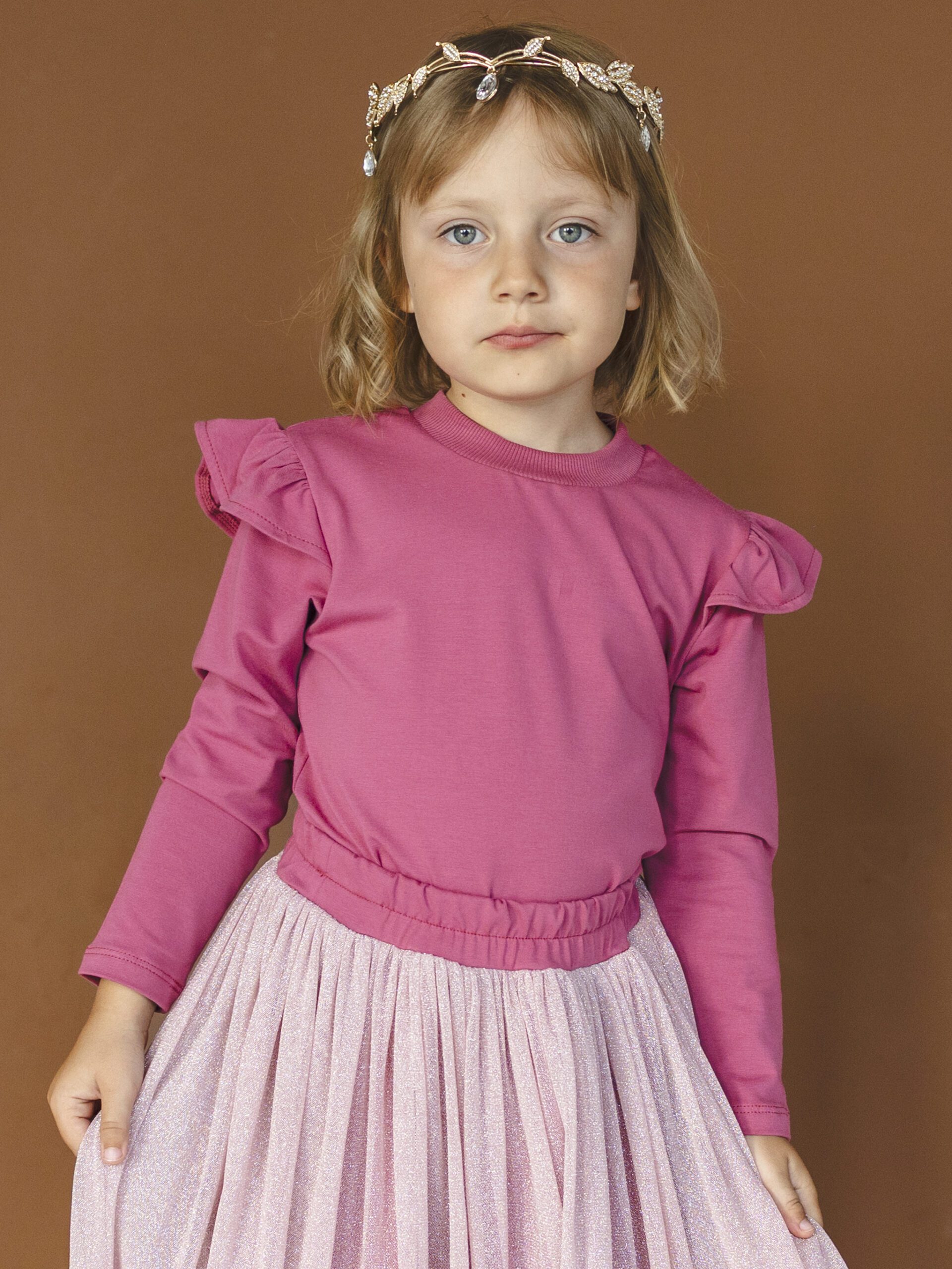 La Bambino malinaI-94 Koszulka dziewczęca z falbankami MALINA