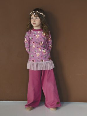Zestaw dziewczęcy koszulka WRÓŻKI tiul i spodnie MALINA