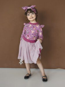 Zestaw koszulka WRÓŻKI ze spódnicą MALINA midi