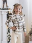 Koszulka dziewczęca z falbankami KRATA beż