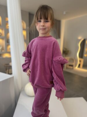 Bluza welurowa MALINA falbanki