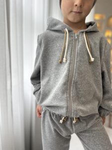 Bluza welurowa rozpinana SZARY sznurki