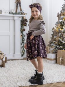 Zestaw koszulka ze spódnicą KWIATY ŚWIĄTECZNE