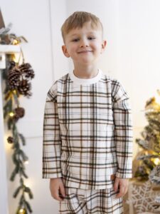 Longsleeve dziecięcy KRATA BEŻ