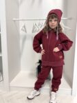Dres OCIEPLANY dziecięcy z bluzą rozpinaną BORDO