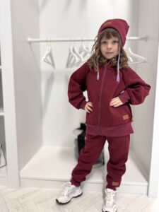 Dres OCIEPLANY dziecięcy z bluzą rozpinaną BORDO