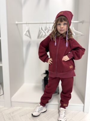 Dres OCIEPLANY dziecięcy z bluzą rozpinaną BORDO