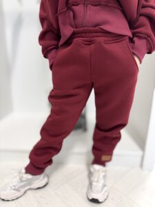 Spodnie OCIEPLANE ściągacze dla dzieci BORDO