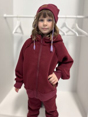 BLUZA ocieplana dla dzieci rozpinana BORDO