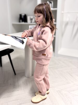 Dres OCIEPLANY dziecięcy z bluzą rozpinaną BLUSH