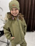 BLUZA ocieplana dla dzieci rozpinana OLIWKA