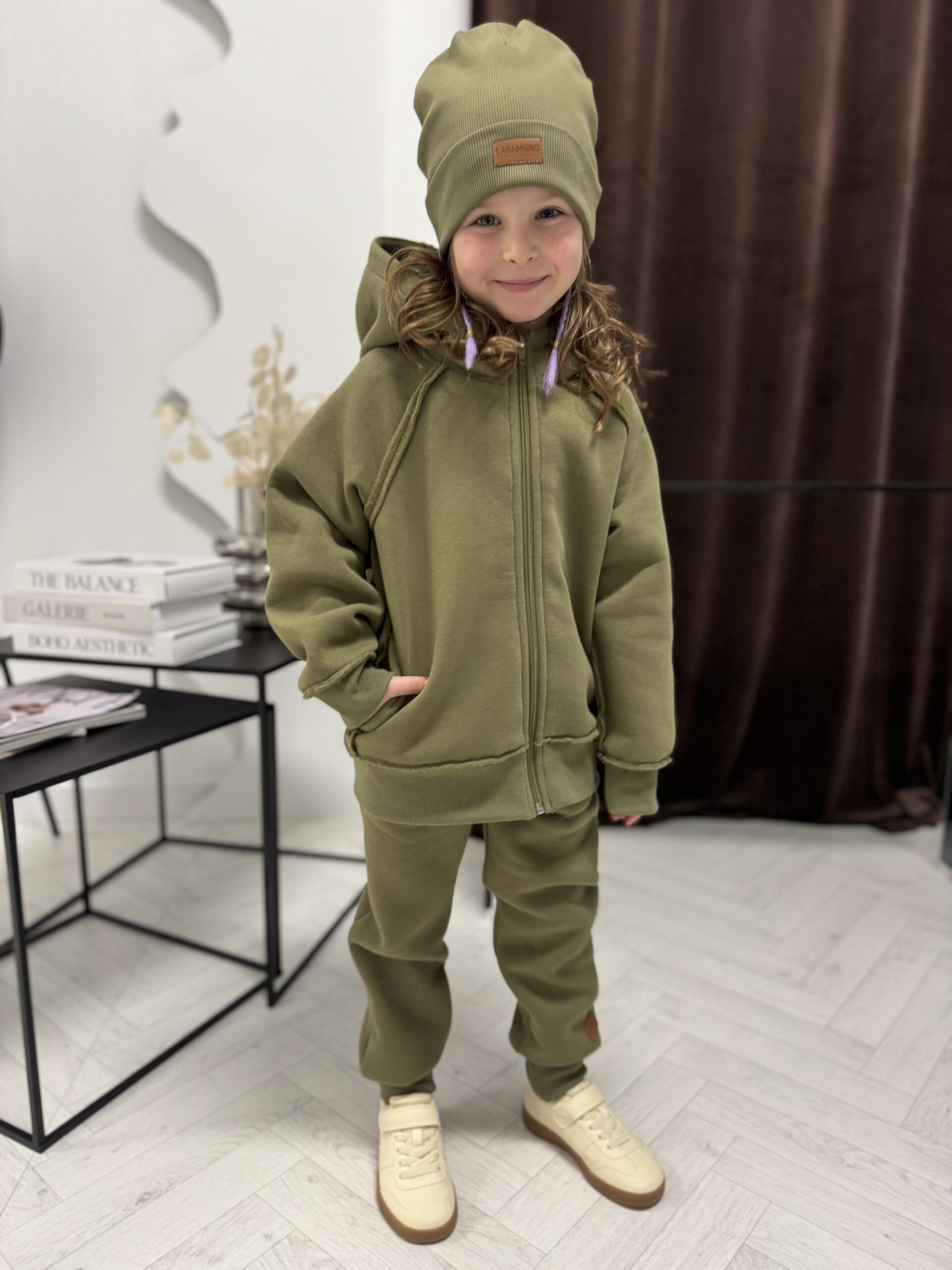 IMG_9289 Dres ocieplany dziecięcy z bluzą rozpinaną OLIWKA