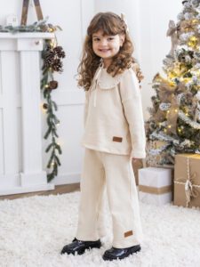 Komplet dziewczęcy sweterkowy ECRU- Standard OEKO-TEX®