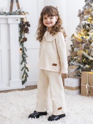 Komplet dziewczęcy sweterkowy ECRU- Standard OEKO-TEX®