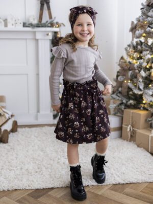 Zestaw koszulka ze spódnicą KWIATY ŚWIĄTECZNE