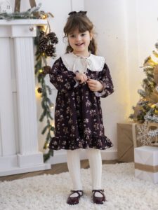 Sukienka dla dziewczynki ROZALIA KWIATY ŚWIĄTECZNE
